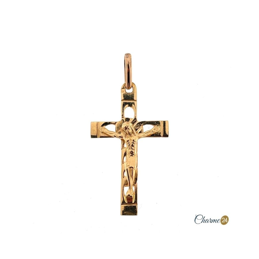 Cruz Barbela Com Cristo em Ouro Portugues 19.25Kt CZ2801